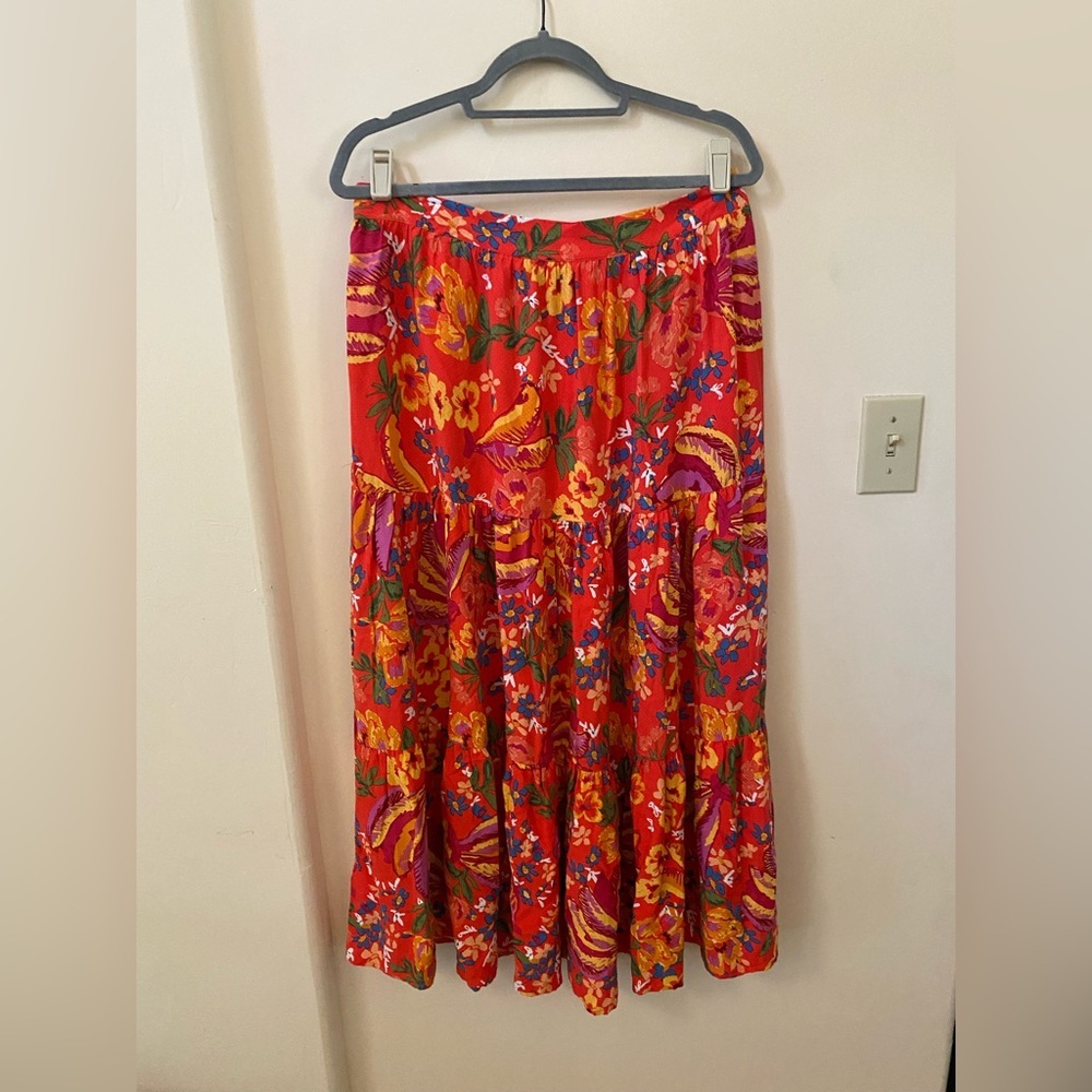 Rachel Roy Floral Maxi Tiered Shift Skirt Size M - Picture 2 of 6